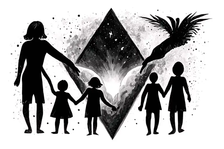 triangle made with family holding hands tattoo design idea