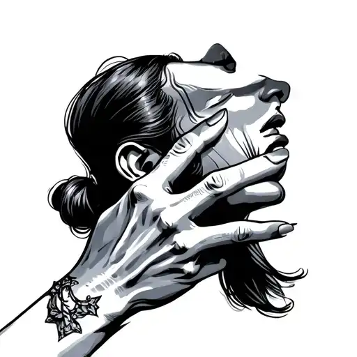 Hand Choking Neck tattoo design idea