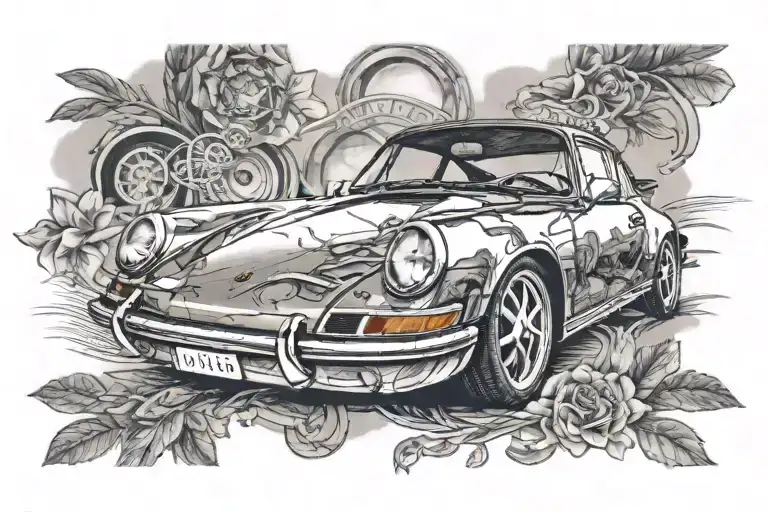 porsche 911 tattoo design idea