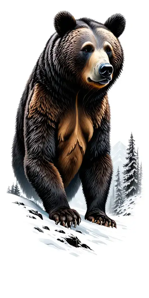 bear forrest mountains tattoo design idea