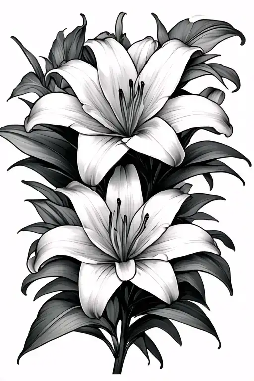3 lily flower bouquet tattoo design idea