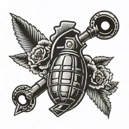 Grenade Pin with text "Im Dead" tattoo design idea