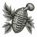 Grenade Pin with text "Im Dead" tattoo design idea