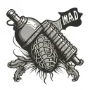 Grenade Pin with text "Im Dead" tattoo design idea