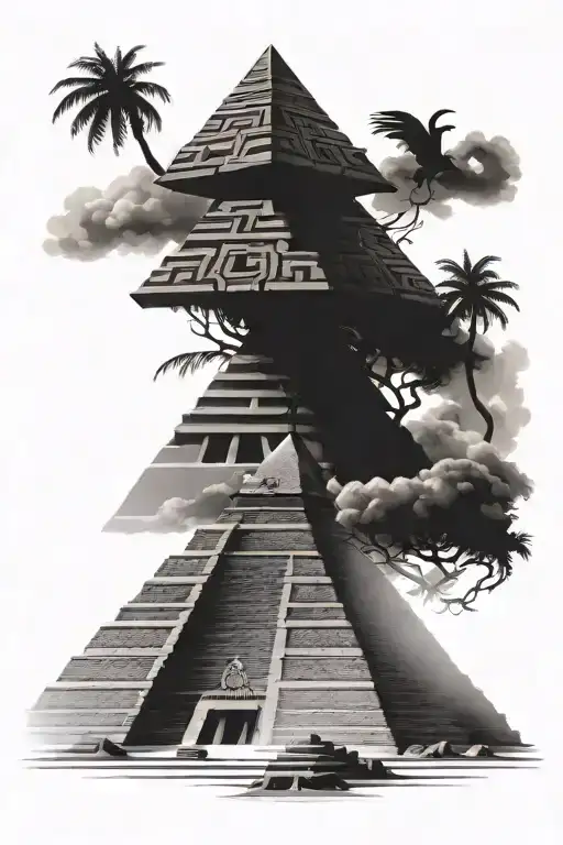 aztec pyramid tattoo design idea