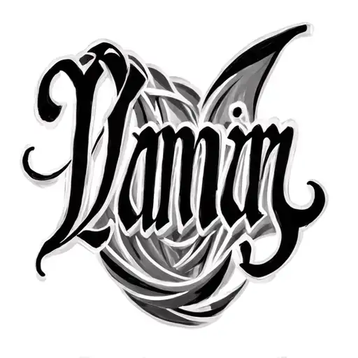 Damian cursive letters and design tattoo design idea