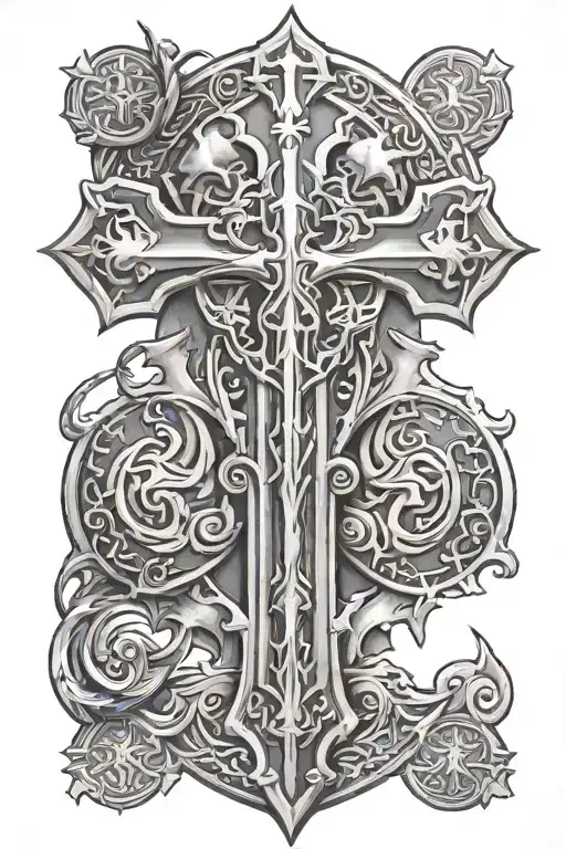 Calvary cross armor tattoo design idea