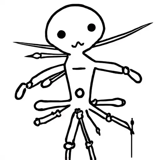 voodoo doll with needle piercing tattoo design idea