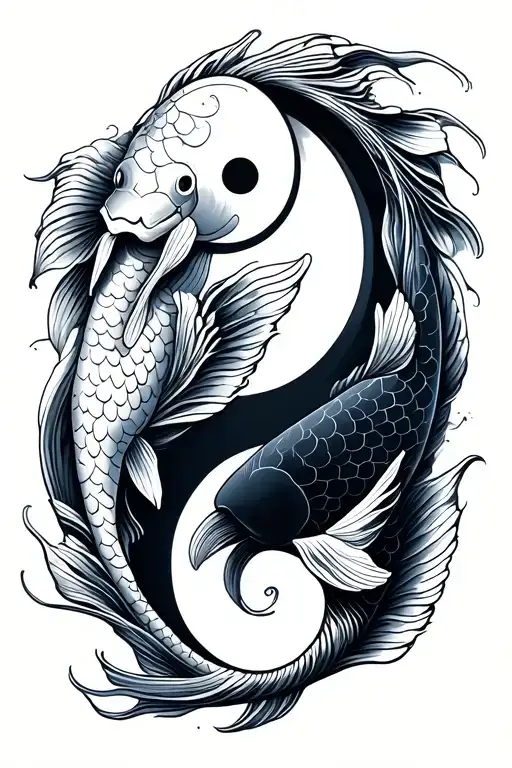 koi fish yin yang tattoo design idea