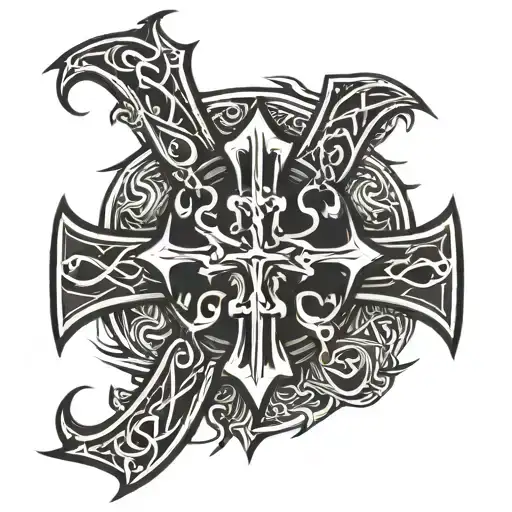tribal tattoo with a cross tattoo design idea