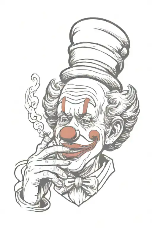 a clown smoking a blunt spinning the world on his finger like a basketball tattoo design idea