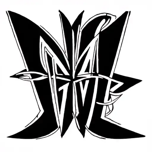 Make a rotational ambigram saying MORI and VIVE tattoo design idea