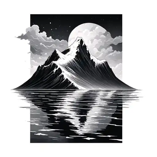 Ocean And Mountain tattoo design idea