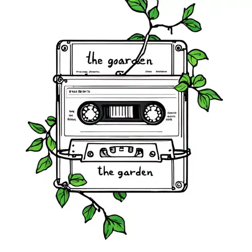 cassette tape with the words the garden on it and a vine wrapped around it tattoo design idea