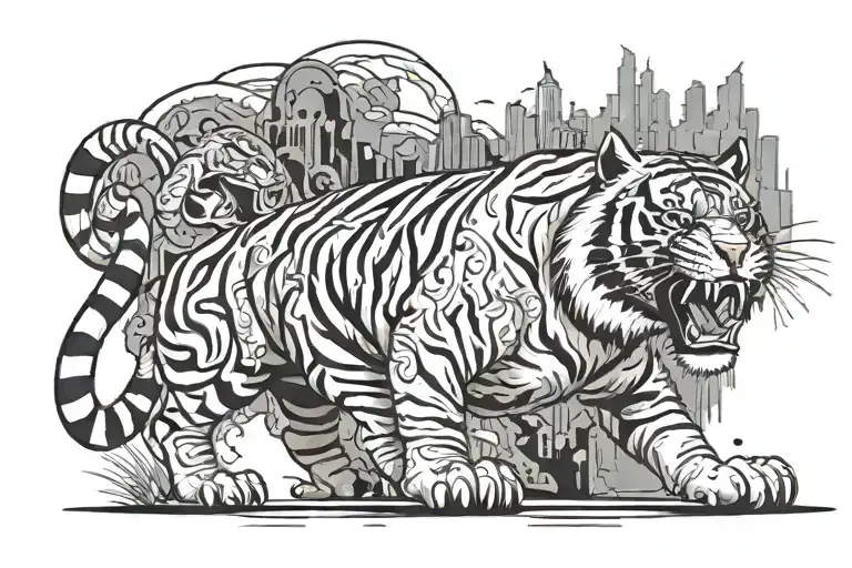 Tiger full body tattoo design idea