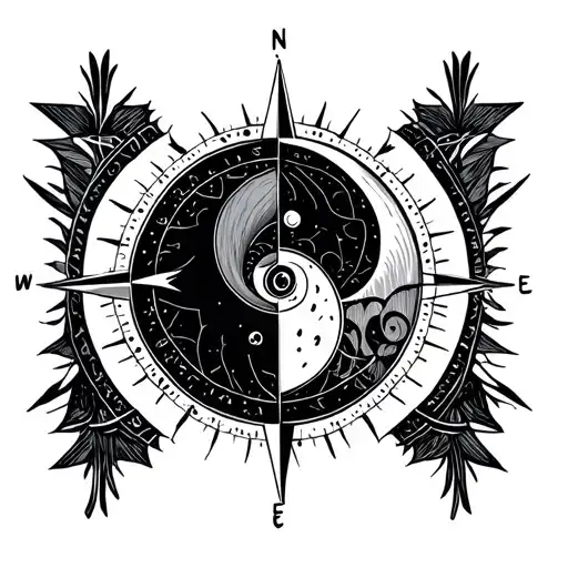 Yin Yang Compass arm band with Geometric tattoo design idea