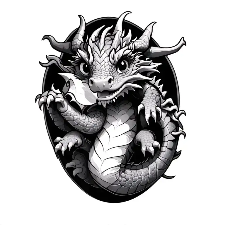 cute baby dragon climbing my arm tattoo design idea