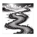 Incorporate a winding road with obstacles to symbolize the journey through drug addiction tattoo design idea
