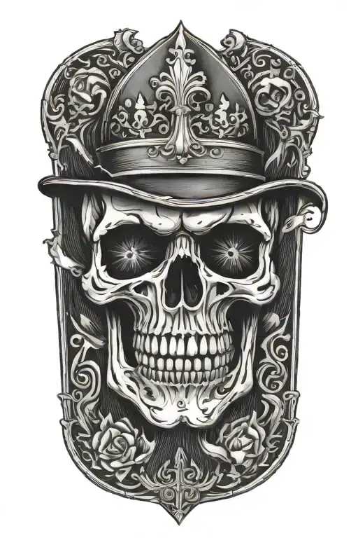 skull with royal flush hand in spades above tattoo design idea