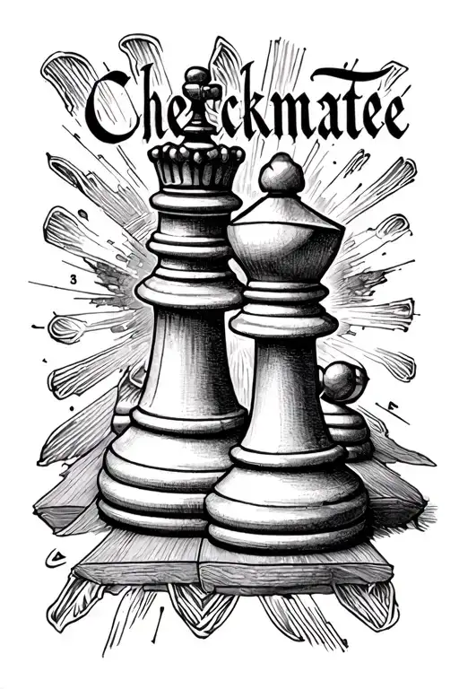 " Checkmate " " Checkmate " king queen chess piece tattoo design idea