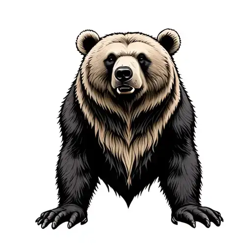 gay bear and ocean tattoo design idea