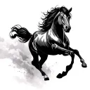 Asian war horse galloping tattoo design idea