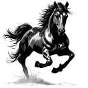 Asian war horse galloping tattoo design idea