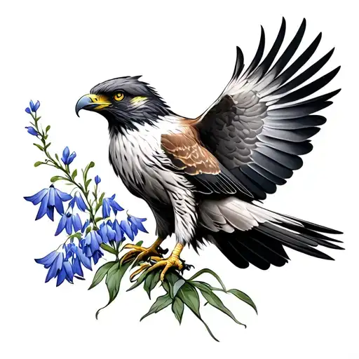 red Kite with bluebells tattoo design idea