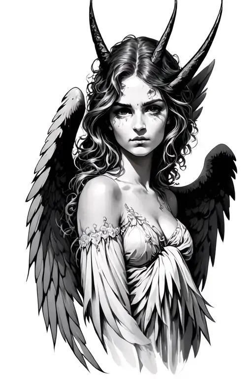 Angel evil tattoo design idea