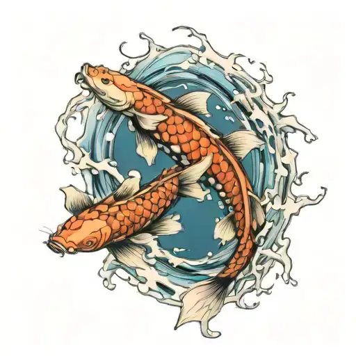 2 Koi fish jumping tattoo design idea