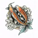 2 Koi fish jumping tattoo design idea