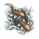 2 Koi fish jumping tattoo design idea