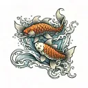 2 Koi fish jumping tattoo design idea