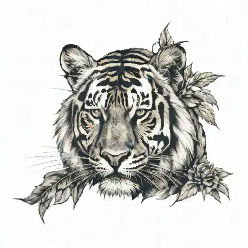 man wearing tiger skin And the thorns tattoo design idea