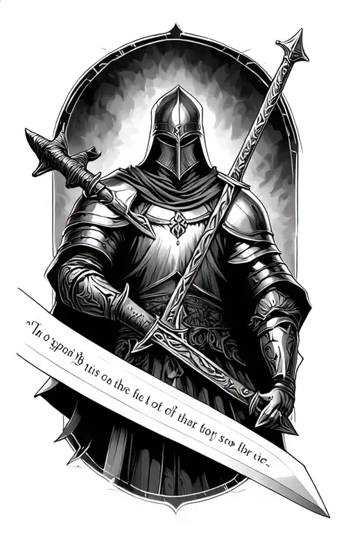 Isaiah 6:8 illustration with a knight holding a sword tattoo design idea