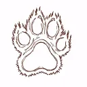 Design me a Dog paw fineline tattoo, with a pretty “W” inside make it as a memory  tattoo design idea