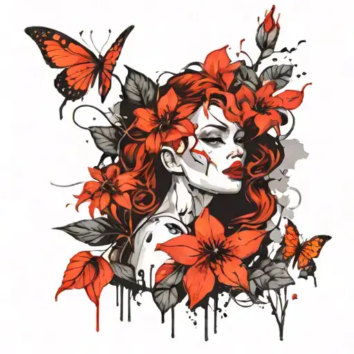 poison ivy and iris flower  tattoo design idea