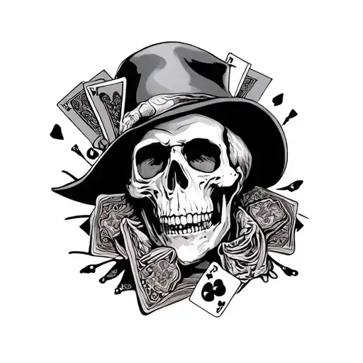 dead gambler tattoo design idea