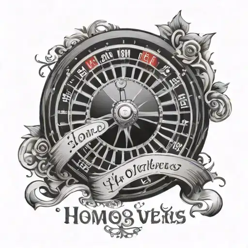 Roulette wheel with quote "Homo vere mortuus non est nisi oblitus   tattoo design idea