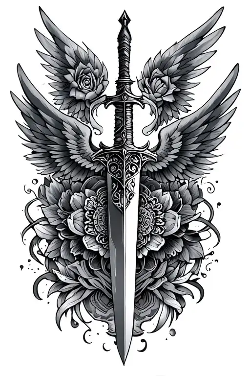dagger, wings, mandala design incorporating tattoo design idea