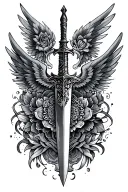 dagger, wings, mandala design incorporating tattoo design idea