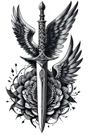 dagger, wings, mandala design incorporating tattoo design idea