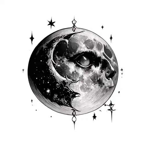 Gothic Moon tattoo design idea