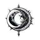 Gothic Moon tattoo design idea
