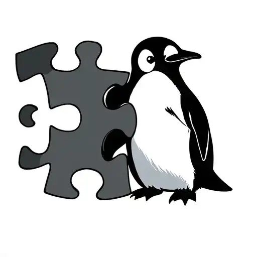 penguin and autism puzzle piece anime tattoo design idea