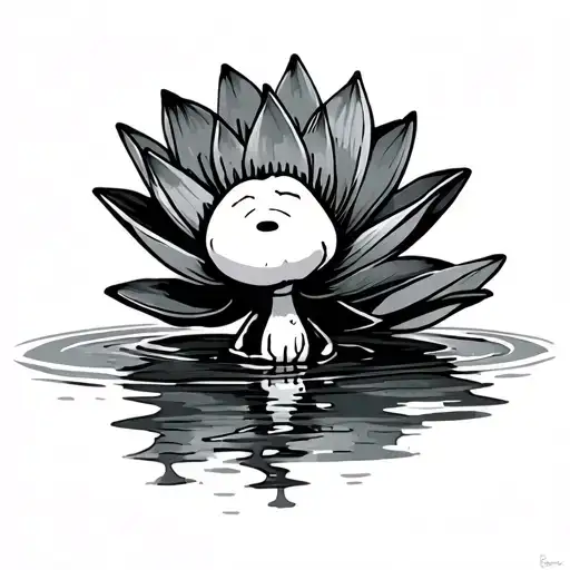 Snoopy water lily tattoo design idea