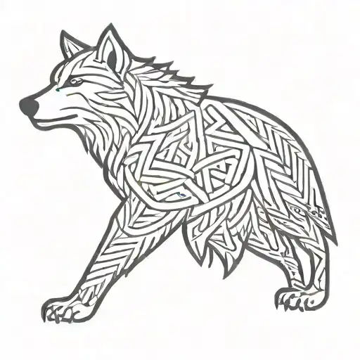 viking bear wolf raven tattoo design idea