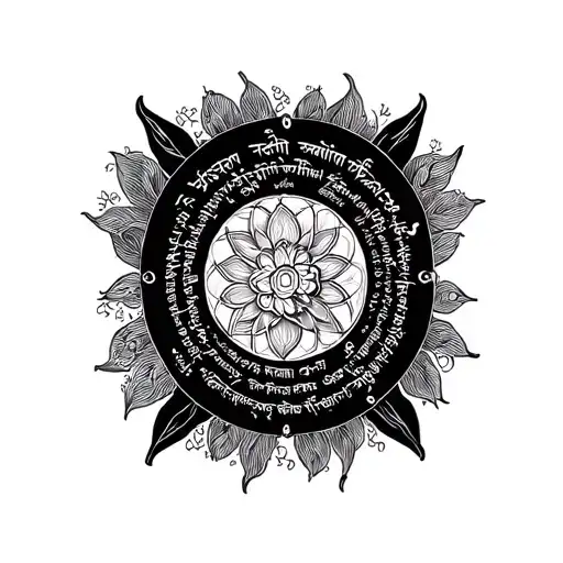 a fusion of gayatri mantra and tat tvam asi in sanskrit. to be done on the nape or on the left chest.  tattoo design idea