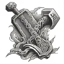 Thors hammer with lightning and "You are still worthy" tattoo design idea