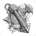Thors hammer with lightning and "You are still worthy" tattoo design idea